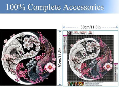 Dragon Diamond Painting Kits-Taichi Dragon Diamond Painting Kits for Adults,5D DIY Full Drill Dragon Diamond Art for Home Wall Decor 12x12inch