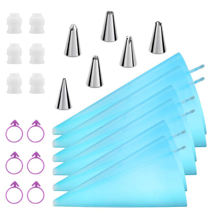 Reusable Piping Bags and Tips Set, Cake Decorating Tools with Icing Pastry Bags, Icing Bags Tips, Couplers and Frosting Bags Ties for Cookie Cupcakes