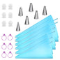 Reusable Piping Bags and Tips Set, Cake Decorating Tools with Icing Pastry Bags, Icing Bags Tips, Couplers and Frosting Bags Ties for Cookie Cupcakes