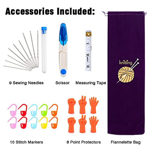 11 Pairs Knitting Needle Set, 10'' Length Stainless Steel Single Pointed Sweater Staight Needle Kit in Different Sizes, Great for Weaving or Knitting