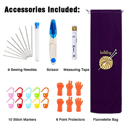 11 Pairs Knitting Needle Set, 10'' Length Stainless Steel Single Pointed Sweater Staight Needle Kit in Different Sizes, Great for Weaving or Knitting