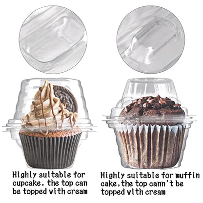 50 Pack Individual Cupcake Containers Plastic Cupcake Boxes Cupcake Holders Stackable Deep Dome Cupcake Carrier