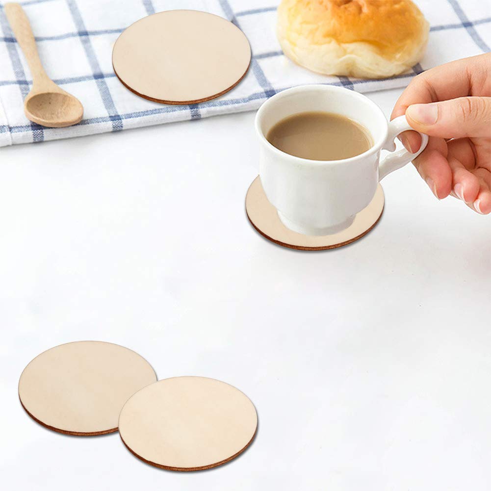 Unfinished Wood Circles for Crafts, Wood Rounds for Crafts, Round Discs for Painting, Writing, DIY Supplies, Engraving and Carving, Home Decorations (3" 36 Pcs)