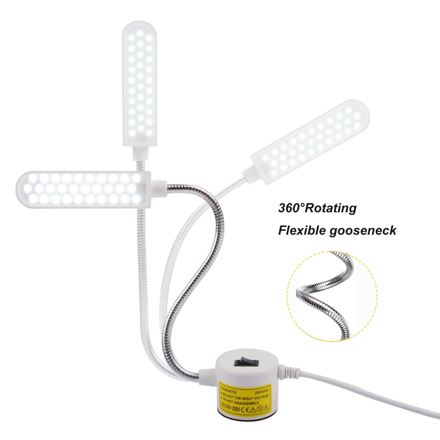 30LEDs Sewing Machine Light, 6 Watt Portable Work Light, Flexible Gooseneck Lampe with Magnetic Base for Workbench Lathe Drill Press(White) (2 Pack)