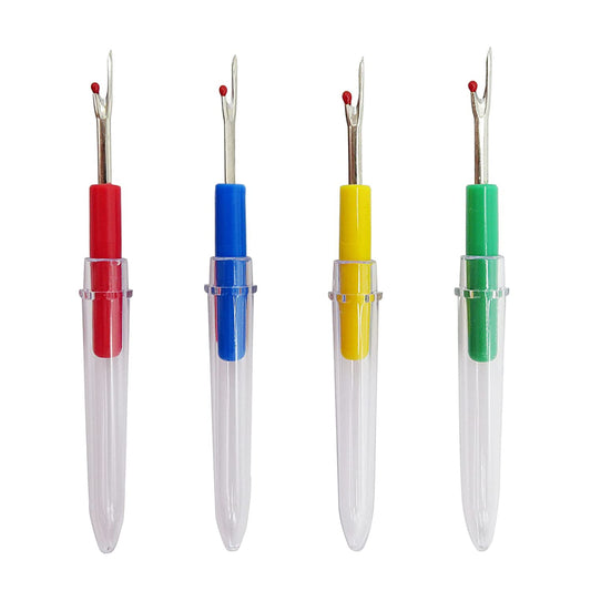 Seam Ripper 4pcs Stitch Eraser Thread Cutter Small Clothes Tag Remover Seam Rippers for Sewing Crafting Thread Removing (4 Colors)