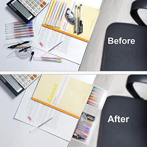 2 Pack Under Desk Storage Drawer Organizer, Hidden Slide Out Drawer Attachment, with Self - Adhesive Feature for Desktop and Table Organization, Hidden Under Desk