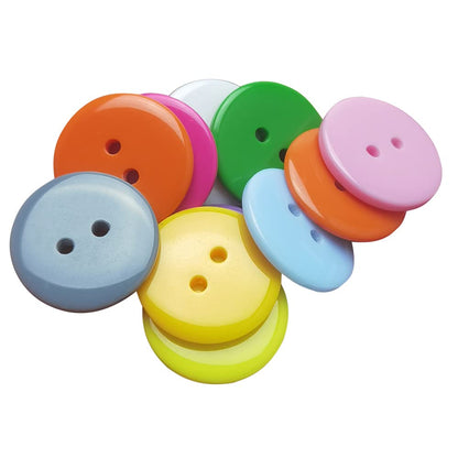 9/10"(23mm) Mix Lots 100pcs Resin Button Solid Color 2Holes Craft Clothes Sewing Cards Making Sweater Shirt (9/10"(23mm), Multi-Colored)