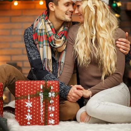 96 pcs Christmas Acrylic Hanging Ornament Set 3 Inch Clear Acrylic Flat Disc Ornaments DIY Christmas Crafts with Transparent Crystal Snowflakes for Xmas Winter New Year Party Hanging Decor