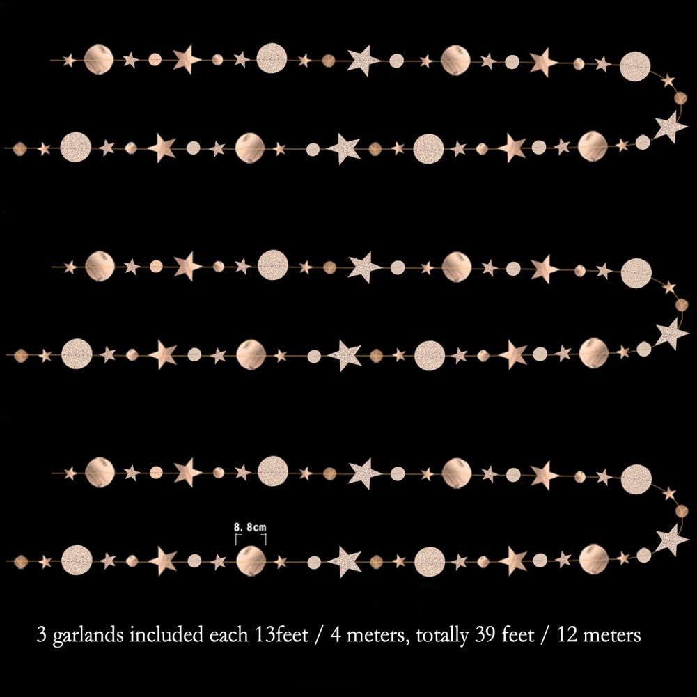 Twinkle Star Garland Champagne Gold Party Decorations Stars Banner Ceiling Hanging Decor Streamer Backdrop for Birthday Baby Shower Christmas New Year Eve Starry Night Theme Party Supplies