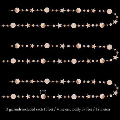 Twinkle Star Garland Champagne Gold Party Decorations Stars Banner Ceiling Hanging Decor Streamer Backdrop for Birthday Baby Shower Christmas New Year Eve Starry Night Theme Party Supplies