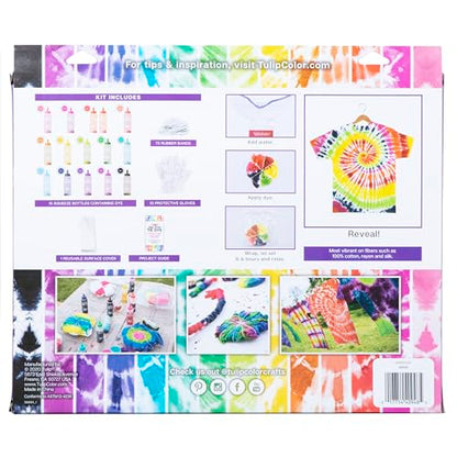 One-Step Tie-Dye Kit Party for 5, 15 Rainbow Colors for Fabric