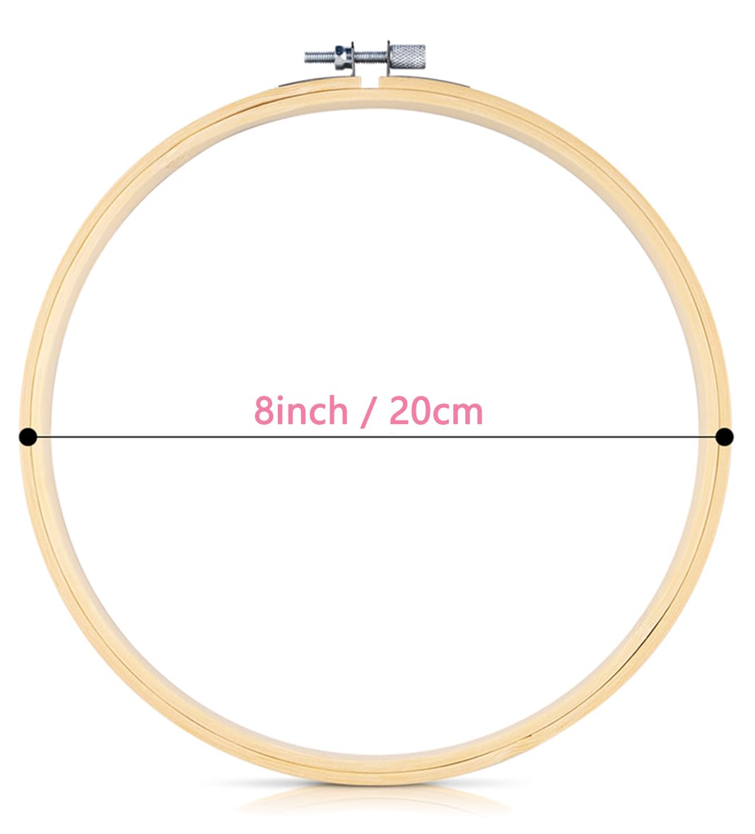 16 Pieces 8 Inch Embroidery Hoops, Bamboo Frame Circle Cross Stitch Hoop Ring Embroidery Hoops Set for Embroidery and Cross Stitch