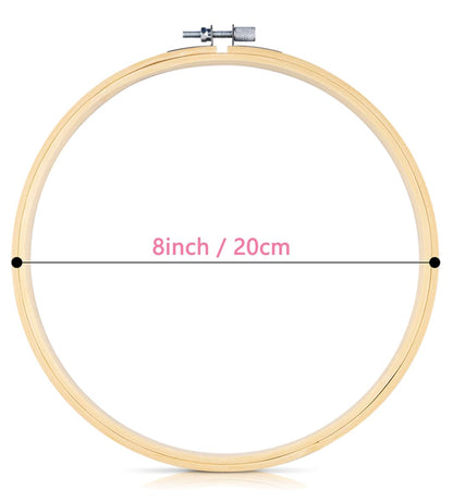 16 Pieces 8 Inch Embroidery Hoops, Bamboo Frame Circle Cross Stitch Hoop Ring Embroidery Hoops Set for Embroidery and Cross Stitch