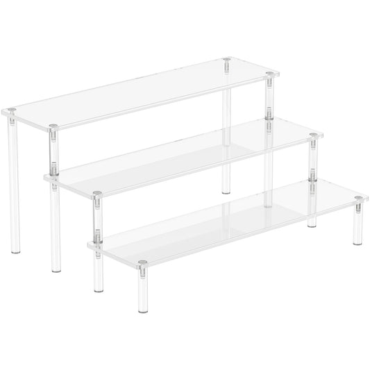 Acrylic Display Risers, 3 Tier Perfume Organizer Stand, Clear Cupcake Stand Holder, Large Shelf Risers for Figures, Dessert Shelves for Party, Riser Stand for Decoration and Organizer