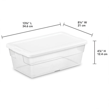 12-Pack Storage Box, Stackable Clear Plastic Bins with Snap-On Lids, 6 Quart