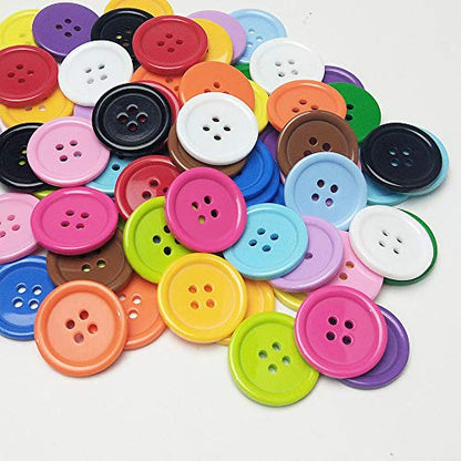 100pcs Resin Button Solid Color 4Holes Craft Clothe Sewing Card Making Sweater Shirt (Multi-Color, 3/4"(20mm))