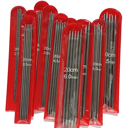 11 Sizes 55Pcs 7.9" Double Pointed Stainless Steel Knitting Needles Set 2MM -6.5MM