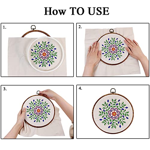 5 Pieces 8 inch Round Embroidery Hoops, Imitated Wood Plastic Display Frame for Cross Stitch Embroidery Round Hoops Arts Decoration