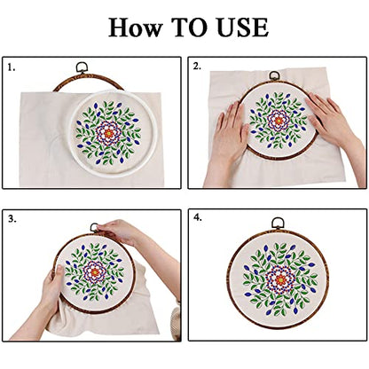 5 Pieces 8 inch Round Embroidery Hoops, Imitated Wood Plastic Display Frame for Cross Stitch Embroidery Round Hoops Arts Decoration