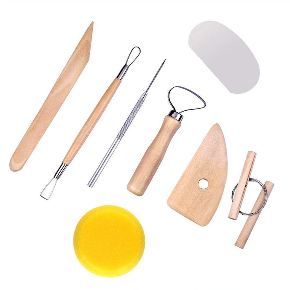 19Pcs Pottery Tools Clay Sculpting Carving Tool Set Contains Most Essential Wooden Clay Tools for Potters