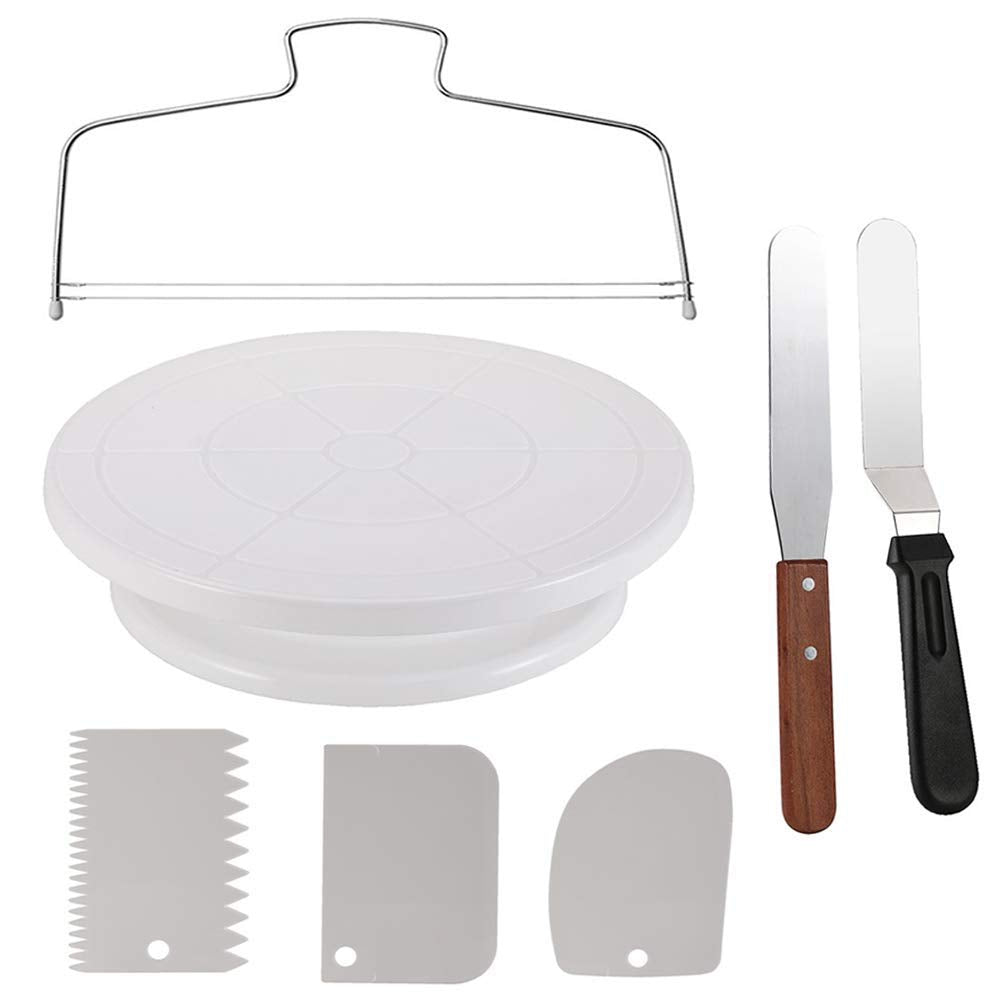 Cake Decorating Turntable,Cake Decorating Supplies with Decorating Comb/Icing Smoother(3pcs),2 Icing Spatula with Sided & Angled …
