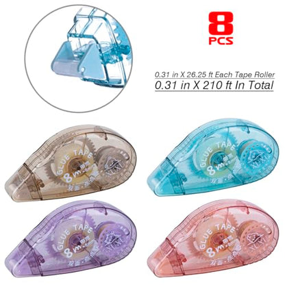 8 Pack Double Sided Tape Roller, Scrapbooking Tape, Permanent Adhesive Dots Tape Dispenser Runner for Crafts and Arts Projects, Photo-Safe