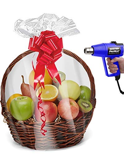 Crafts Shrink Wrap Basket Bags 10 Pack For Gift Baskets Clear cellophane PVC Shrink Bags 24"X 30"……