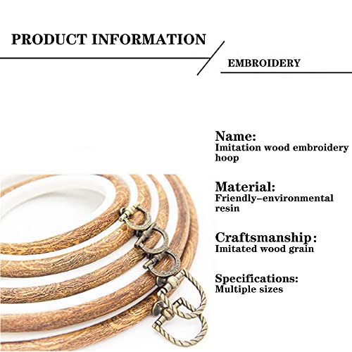 5 Pieces 8 inch Round Embroidery Hoops, Imitated Wood Plastic Display Frame for Cross Stitch Embroidery Round Hoops Arts Decoration
