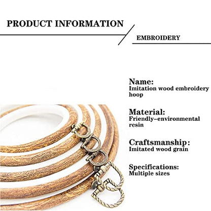 5 Pieces 8 inch Round Embroidery Hoops, Imitated Wood Plastic Display Frame for Cross Stitch Embroidery Round Hoops Arts Decoration
