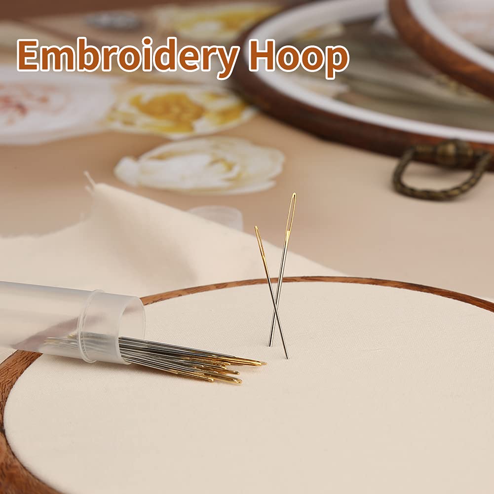Embroidery Hoop, 7.5'' 9.2'' Oval Embroidery Hoop, Imitated Wood Display Frame with 30 Pieces Embroidery Needles, Embroidery Frame and Cross Stitch Hoop for Art Craft Sewing and Wall Hanging