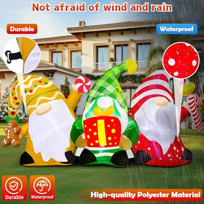 6 FT Christmas Inflatables Outdoor Decorations Inflatable Christmas Gnomes Blow up Yard Decorations Built in LED Lights for Xmas Winter New Year Party Lawn Holiday Winter Decor