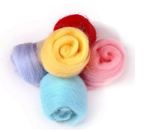 50 Colors Fibre Wool Yarn Roving for Needle Felting Hand Spinning DIY Craft Materials