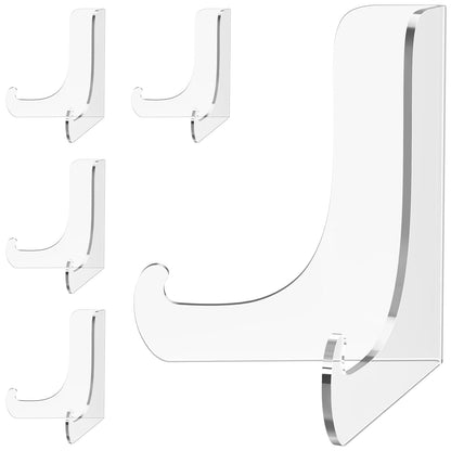 5 Pack Acrylic Display Stand, Plate Stand for Display, Clear Easel Stand, Display Holder for Card, Frame, Picture, Magazine, Book, CD, Phone (Small/ 3 Inch)