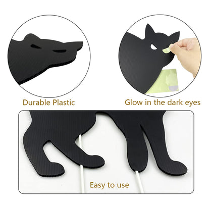 6 Pack Halloween Black Cat Yard Signs with Stakes Scary Silhouette Halloween Decorations for Outdoor Yard Lawn Garden Halloween Decor