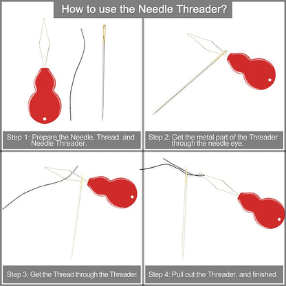 Premium Large Eye, Large Gauge Needles for Hand Sewing - Assorted Sizes, Including Embroidery - 25/50 PCs with 2 Threaders