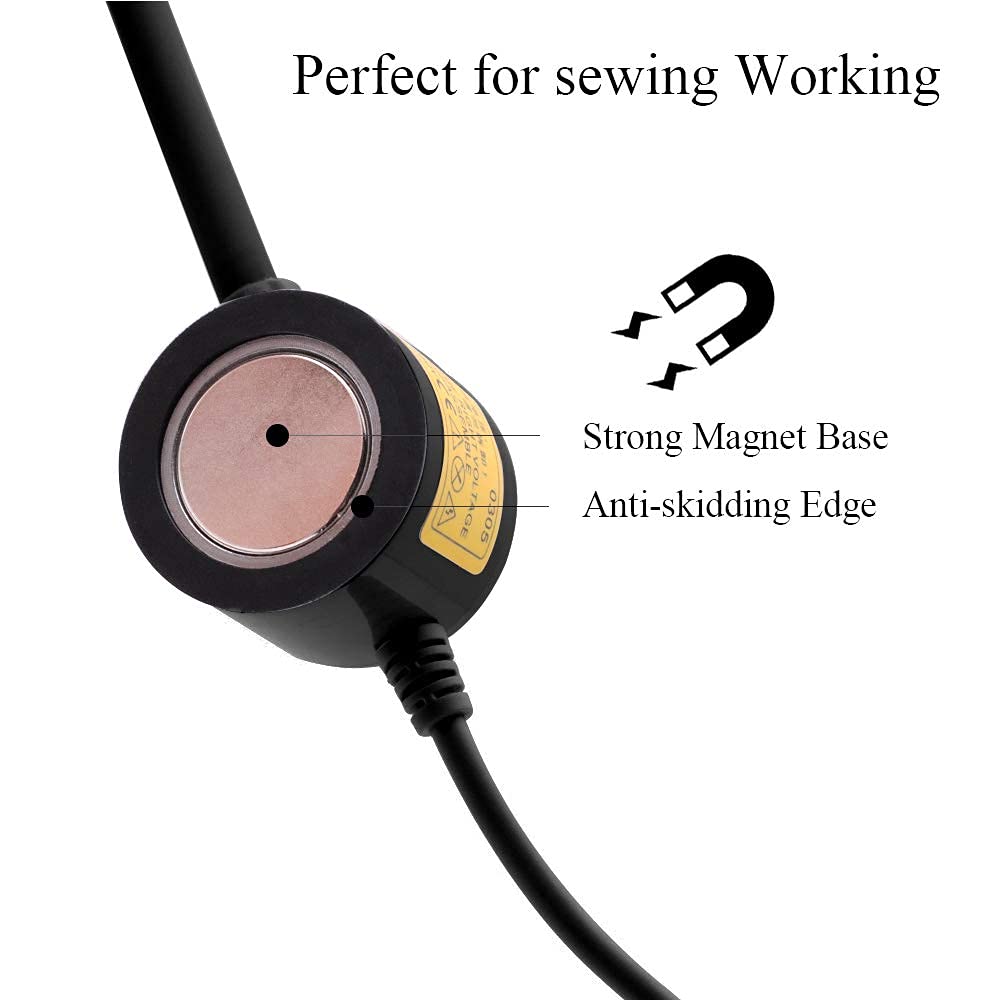 LED Sewing Machine Light,powker 30 LED Magnetic Mount Drill Press Light with Flexible Silone Coating Gooseneck for Sewing Machine, Drill Presses, Desks, Music Stands, Craft, Workbenches, Lathes Lamps