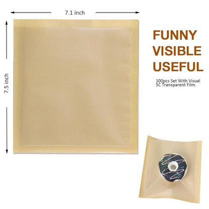 100 Pcs Bakery Bags with Window, 7.1 x 7.5 Inches Paper Sandwich & Donut Bags for Treat, Snack & Cookie Packaging (Brown)