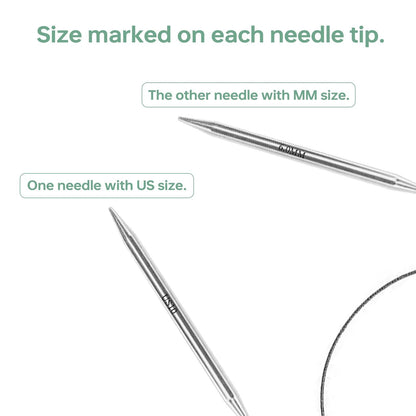 11 American Standard - Circular Knitting Needles - Knitting Needles - Designed for Knitting Enthusiasts, Beginners, and Arthritis sufferers. (Silver, 40 inches (100cm))