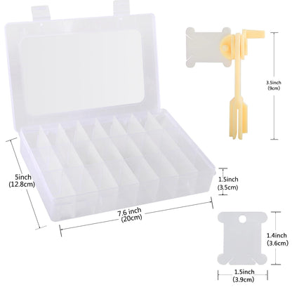 Floss Organizer, Cross Stitch Thread Storage Box Tools - Bobbin Winder, 1 Removable 24 Compartments with 40 Hard Plastic Floss Bobbins and Stickers for Craft DIY Embroidery Sewing Storage