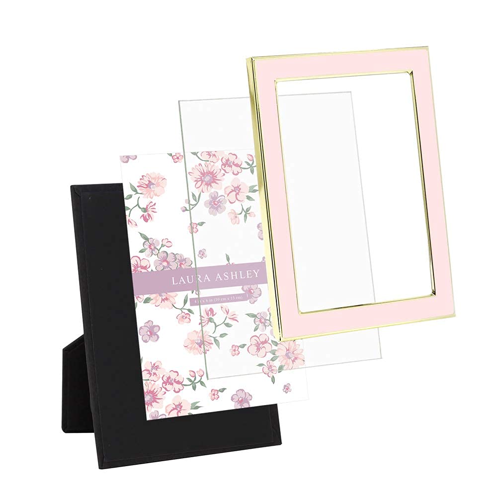 4x6 White Enamel, Silver Metal Edge Picture Frame with Easel, Made for Tabletop Display, Desk, Wall Décor, Gallery Art and More (4x6, White w/Silver)