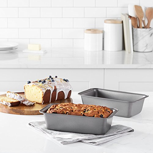 Rectangular Baking Bread Loaf Pan, 9.5 x 5 Inch, Set of 2, Gray