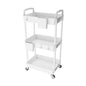 3 Tier Rolling Utility Cart with Handle,REBECAT Utility Cart Made of Multifunctional Storage Organizer Tool for Kitchen,Bathroom,Living Room,Office(White)