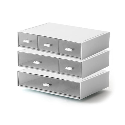 Desk Organizer with 6 Drawers, Makeup Organizer, Plastic Cosmetic Organizer, Bathroom Organization Boxes, Desktop Storage Box(White)