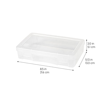 Pencil Case Box Storage Container for Organizing with Snap Lid, 10-Pack, Big Capacity Stackable Plastic Pen Pouch for Craft Hobby Art Supplies Journaling Stationery Sticker, Clear, Medium