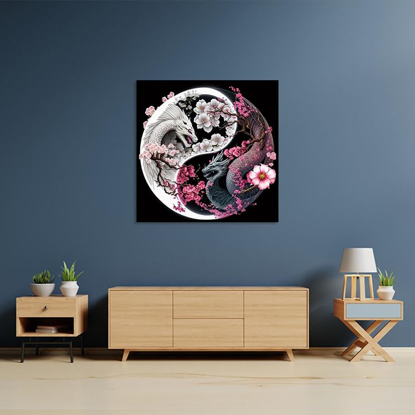 Dragon Diamond Painting Kits-Taichi Dragon Diamond Painting Kits for Adults,5D DIY Full Drill Dragon Diamond Art for Home Wall Decor 12x12inch