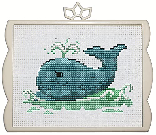 Cross Stitch Kits Little Whale 11CT Stamped Patterns Easy Cross Stitching Embroidery Needlework Kit Supplies (Whale)