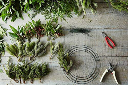 2 Pieces 14 inch Metal Wire Wreath Form Frame Dark Green Ring for Fall Festival and Halloween Decoration Door