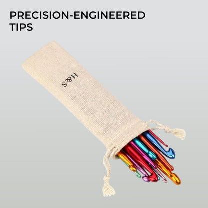 Crochet Hooks Set Aluminium 14pcs Needles with Pouch Case 2mm 2.5mm 3mm 3.5mm 4mm 4.5mm 5mm 5.5mm 6mm 6.5mm 7mm 8mm 9mm 10mm