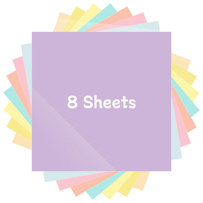 Pastel Iron on Vinyl Boho Heat Transfer Vinyl Bundle 12 X 10 in, 8 Assorted Pastel HTV for T-Shirts,Garment, Easy to Cut & Transfer