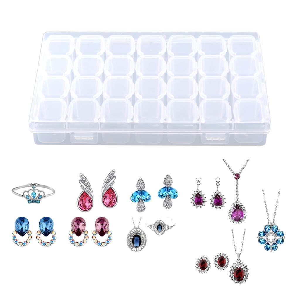 2 Pack 28 Slots Plastic Craft Organizer Case Diamond Storage Box(2pcs)